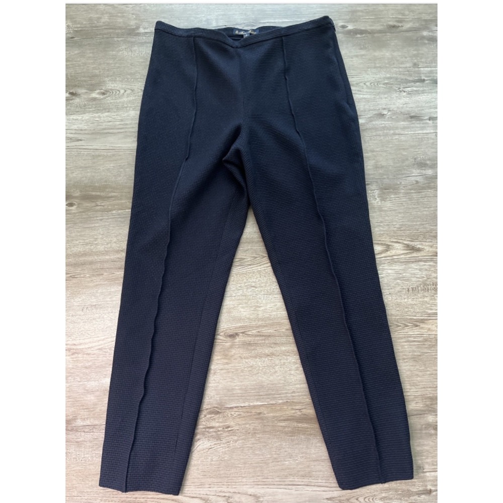 Brooks Brothers Waffle Knit Ankle Trousers Womens 12 Navy Stretch Slim NWT